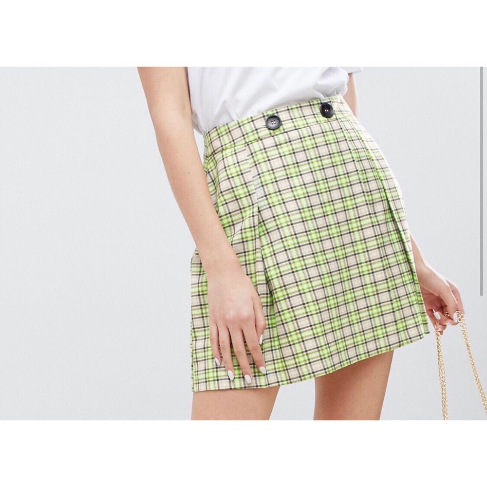 ASOS plaid skirt in yellow and green